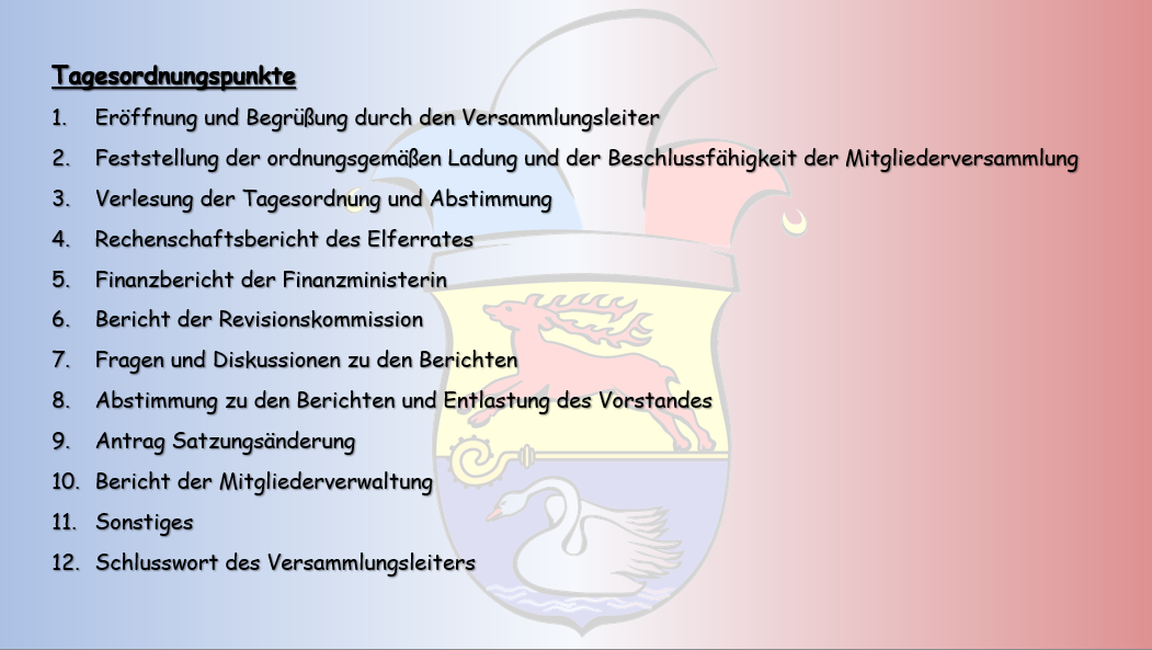 Tagesordnungspunkte Tagesordnungspunkte
